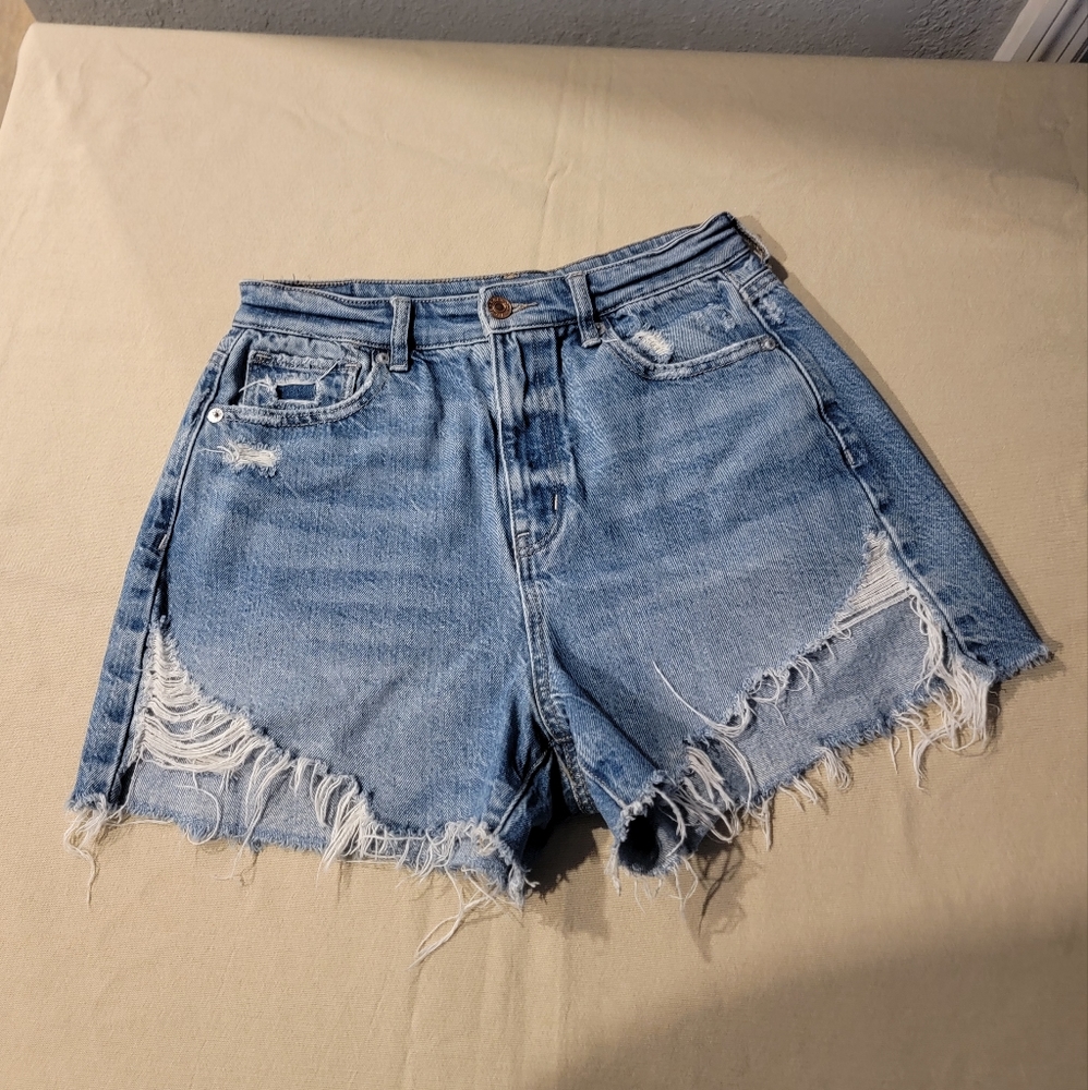 American Eagle High Waist Denim Mom Shorts